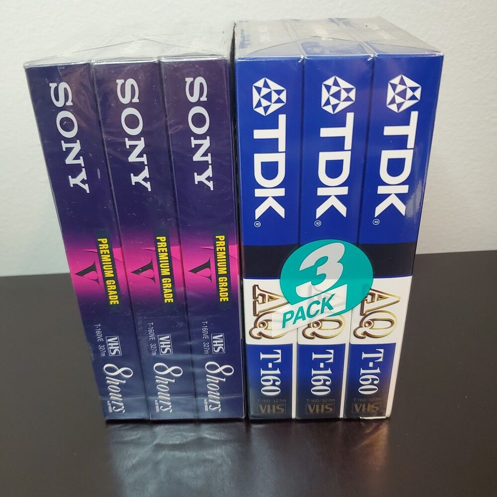 3 Sony VHS Tapes Premium Grade T-160VE 8 HR & 3 TDK T-160AQ 8 HR Tapes Blank